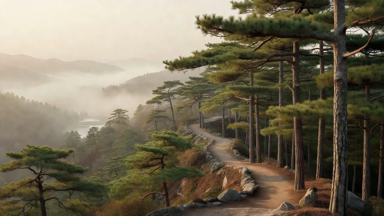 Ridge path above a misty valley